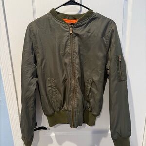 Love Culture Olive Bomber with Orange Lining